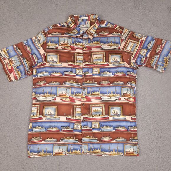 Reyn Spooner Shirt Mens Large Ships American Classics Egyptian Cotton Hawaiian - Picture 1 of 13